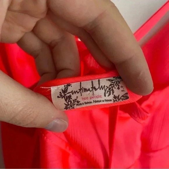 Free People Intimately Neon Pink Mini Slip Dress Adjustable Beaded Sleeveless - Picture 8 of 11